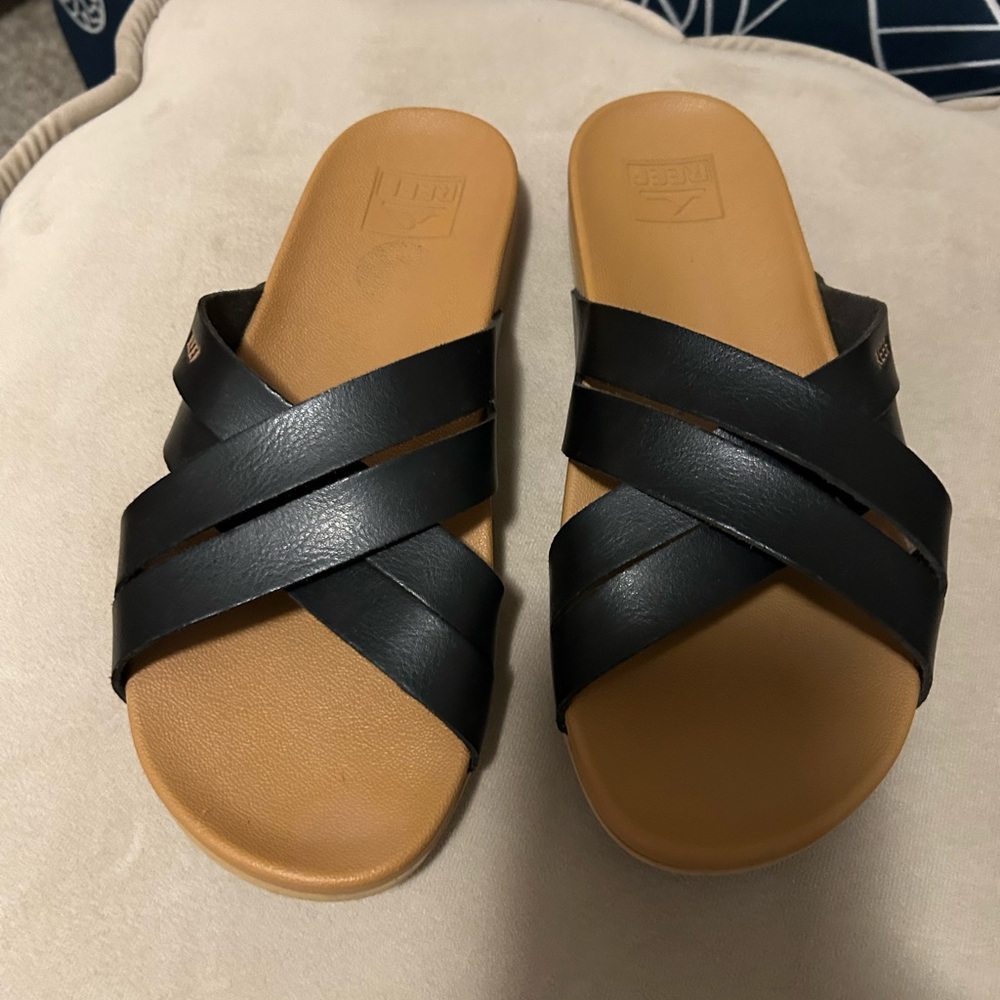 Reef Black Slide Sandals